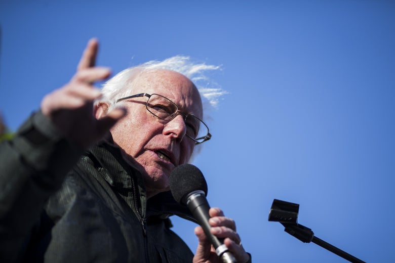 WASHINGTON, DC - DECEMBER 13: Sen. Bernie Sanders (I-VT) speaks during a rally against the Republican tax plan on December 13, 2017 in Washington, DC. (Photo by Zach Gibson/Getty Images)